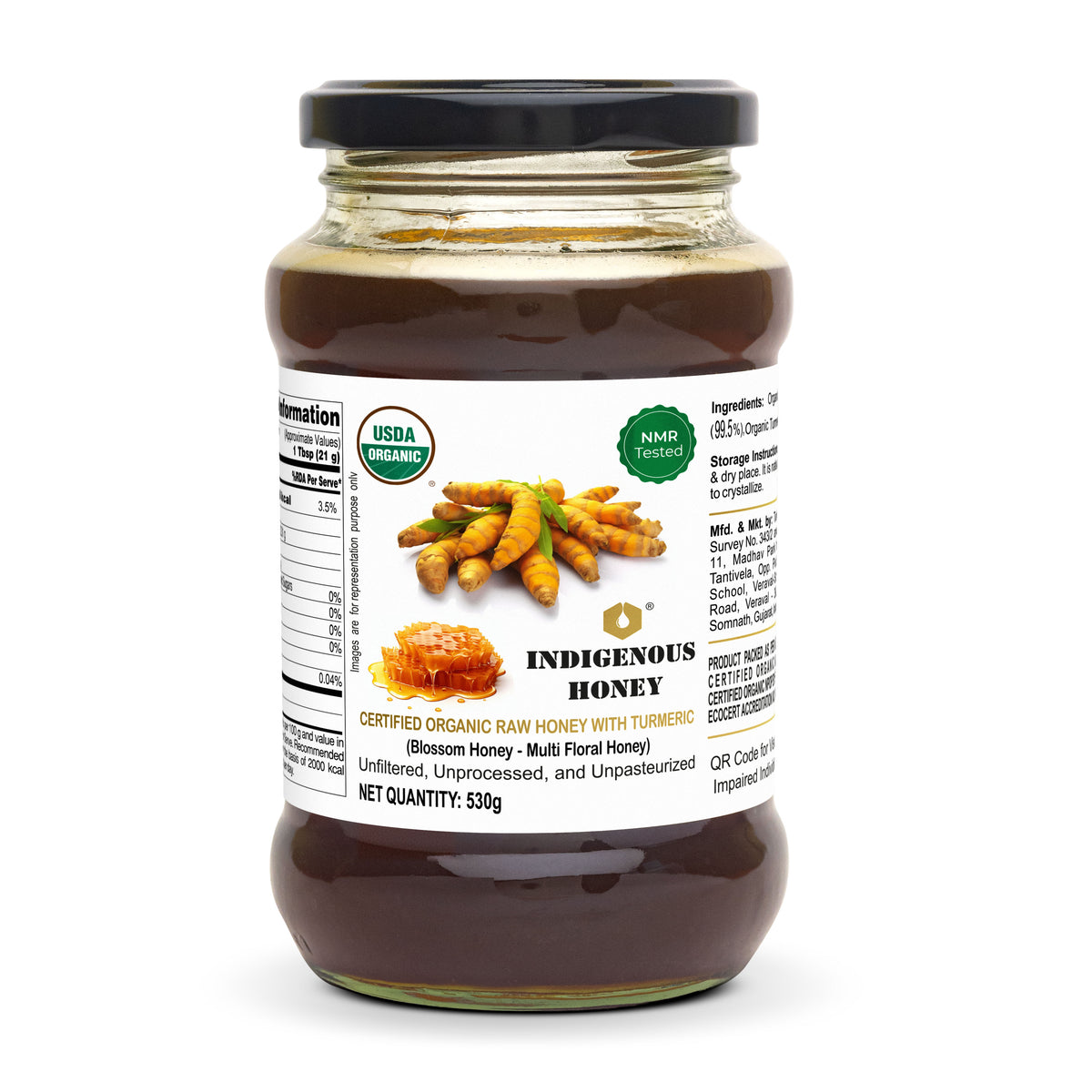 Certified Organic Raw Honey With Turmeric