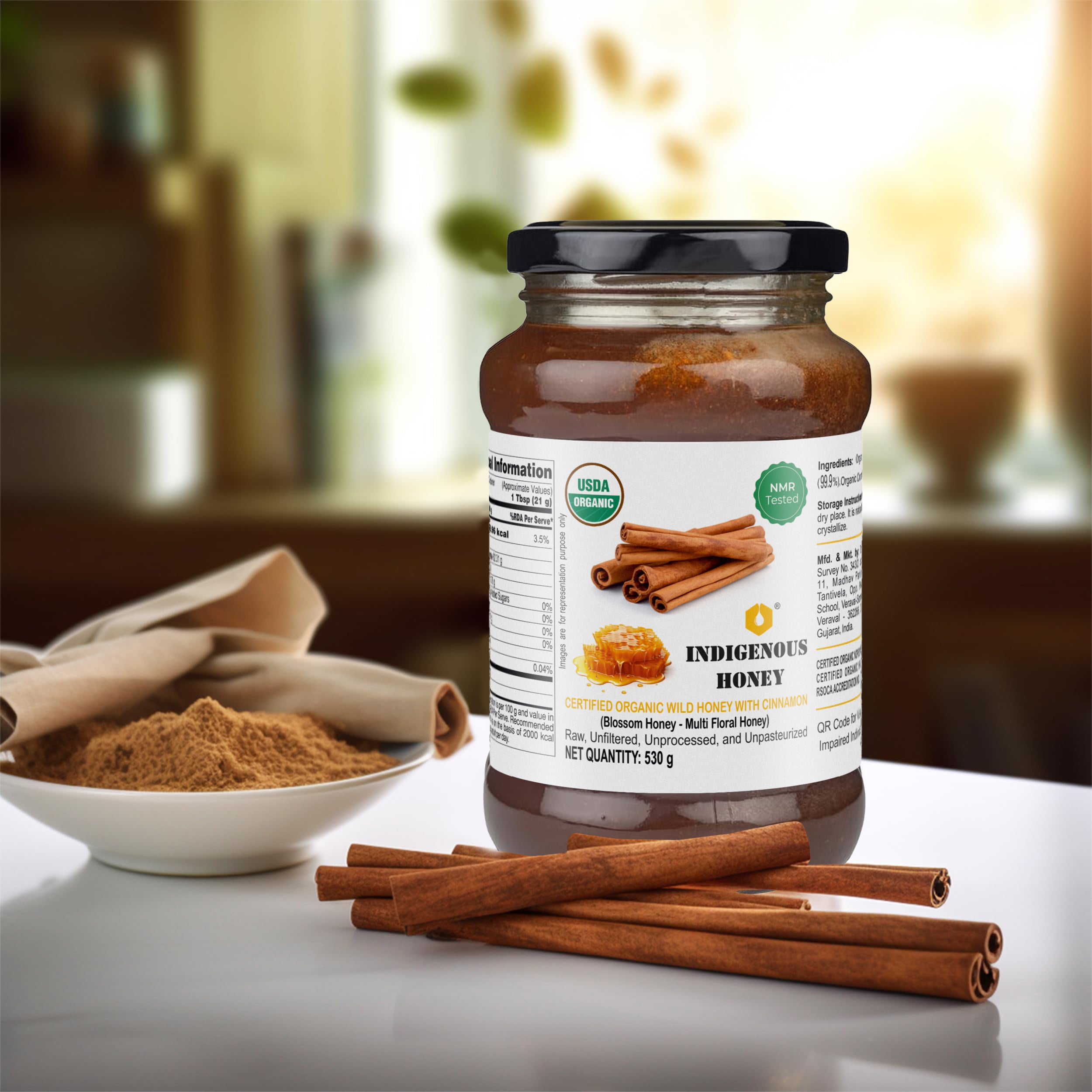 Organic Cinnamon infused Pure Honey