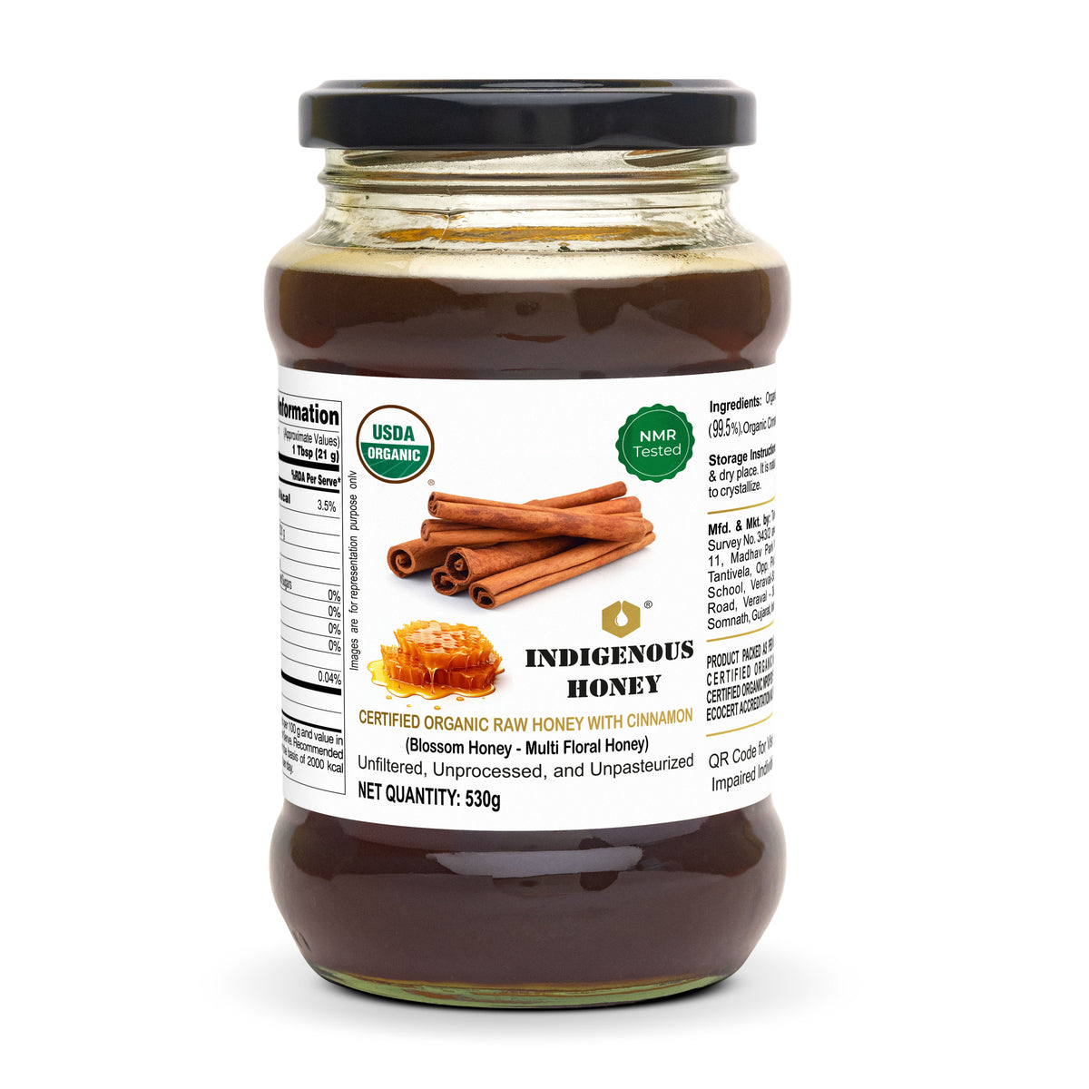 USDA Certified Raw Organic Honey With Organic cinnamon