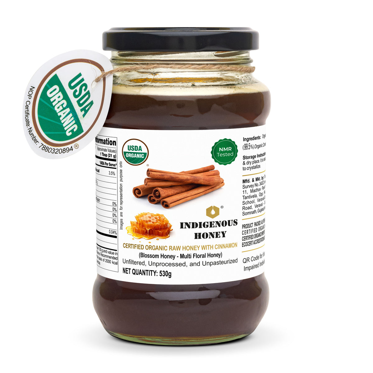 USDA Certified Raw Organic Honey With Organic cinnamon powder