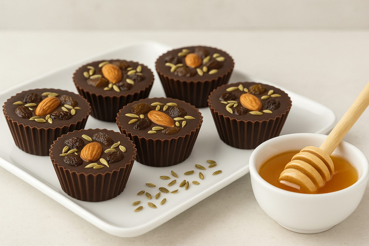 dry fruit chocolate sweetened with unprocessed honey