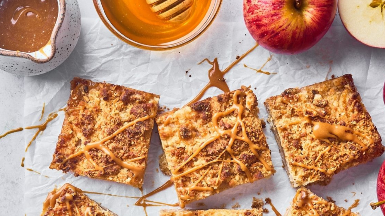 homemade apple bars with pure local honey glaze