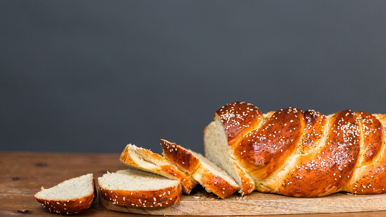 traditional challah bread with local raw honey