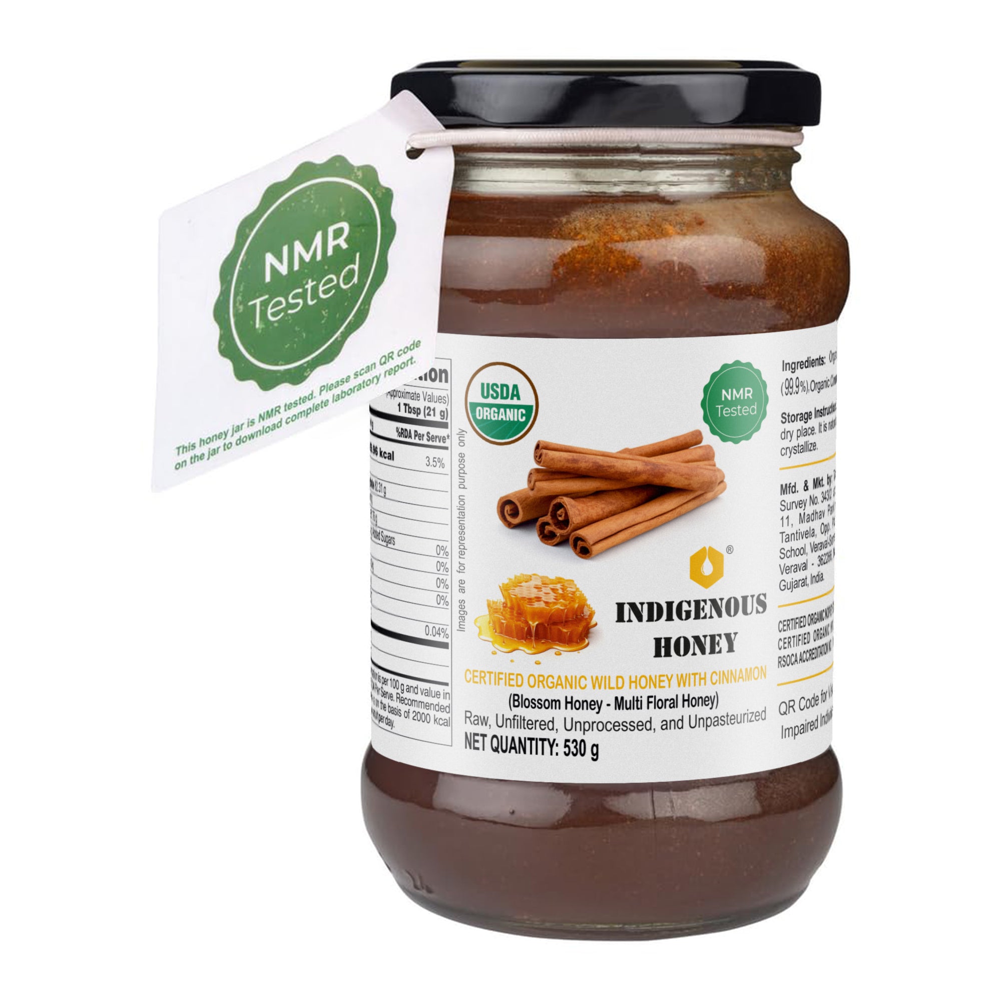 Raw NMR Tested Unprocessed Honey Organic Cinnamon