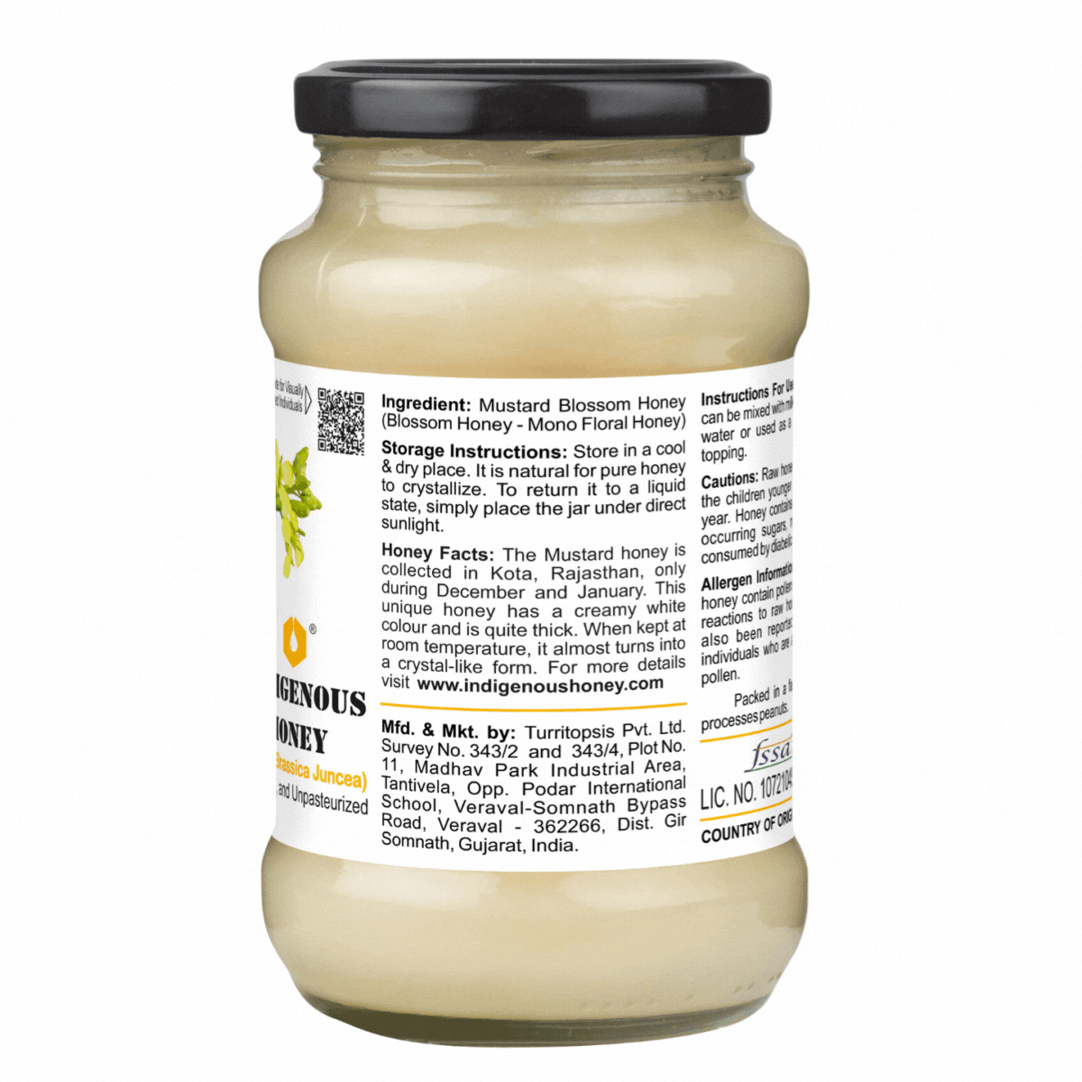 Raw crystallized mustard honey