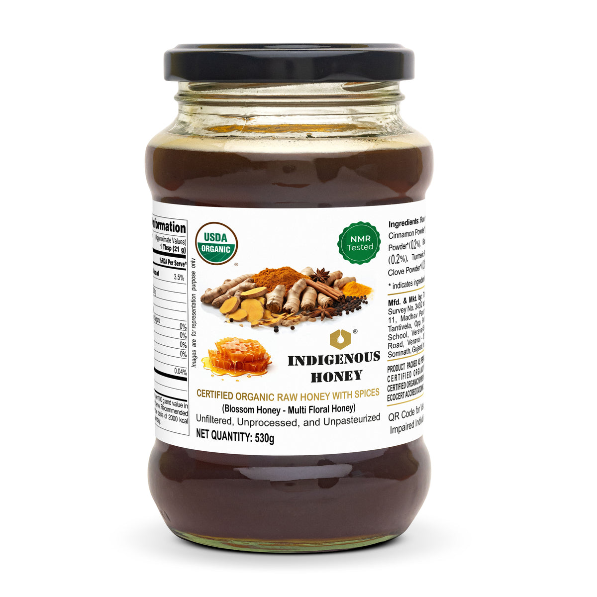 USDA Certified Raw Organic Pure Honey With Pure Natural Spices 