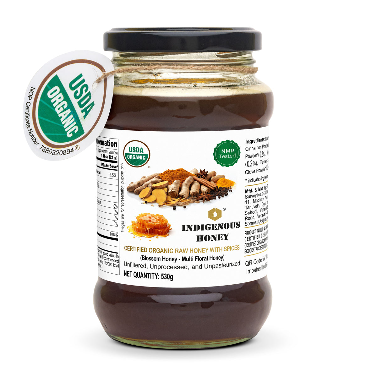 USDA Certified Raw Organic Pure Honey With Pure Natural Spices Powder